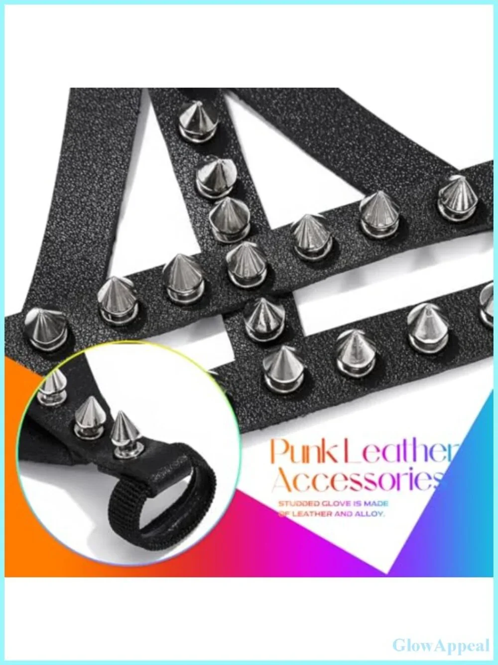 Punk Studded Fingerless Gloves Faux Leather Adjustable Driving Rave Gothic